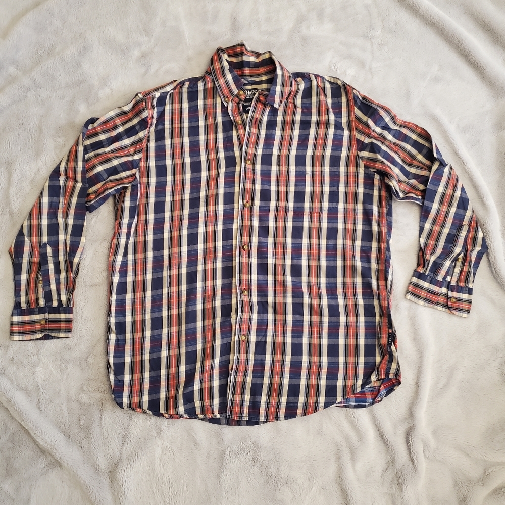 Mens L Chaps Long Sleeve Button Down